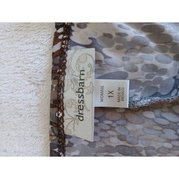 Dressbarn Women’s Blouse Tunic  Animal Print Abstract Dolman Sleeve  V-Neck 1X - Picture 14 of 15